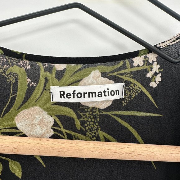 Reformation Monica Anastasia Floral Ruffle V-neck Tie Wrap Mini Dress - Picture 4 of 11